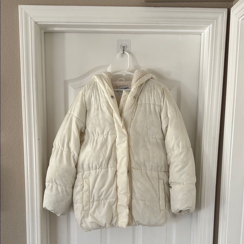 Kids Cozy Hooded Puffer Jacket - Cream